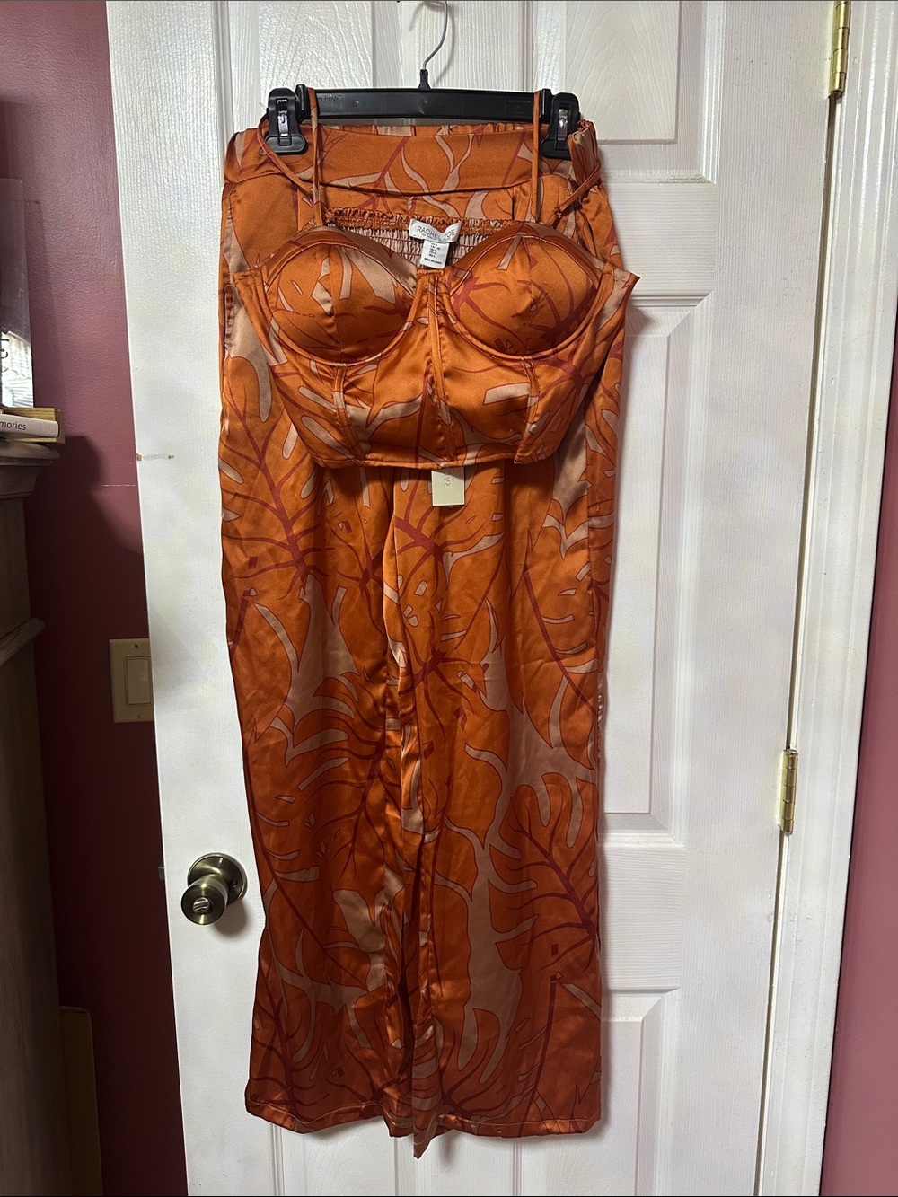 Rachel Zoe Orange Printed Satin Jumpsuit